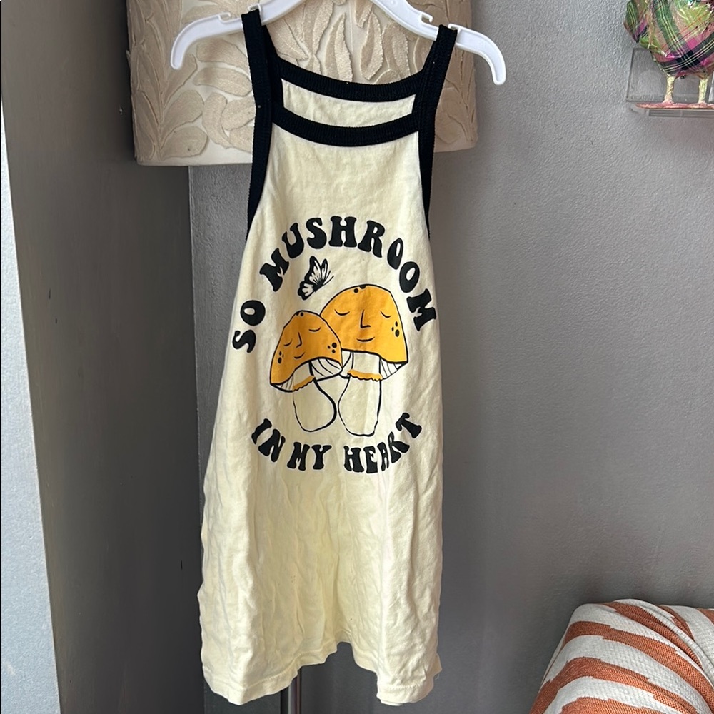 Tiny Whales Cream and Black Graphic Tank Top Casual Style mushroom